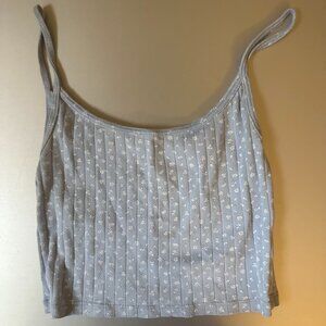 brandy melville light blue and white floral cropped tank